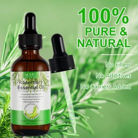 ALIVER Rosemary Oil for Hair and Scalp, Rosemary Oil for Hair, Stimulates Hair Growth and Hair Oil Against Hair Loss, 100% Natural Pure Rosemary Oil for Skin Care, Aromatherapy, 60 ml