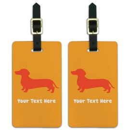 Custom 1 Line Dachshund Wiener Dog Luggage ID Tags Cards Set of 2