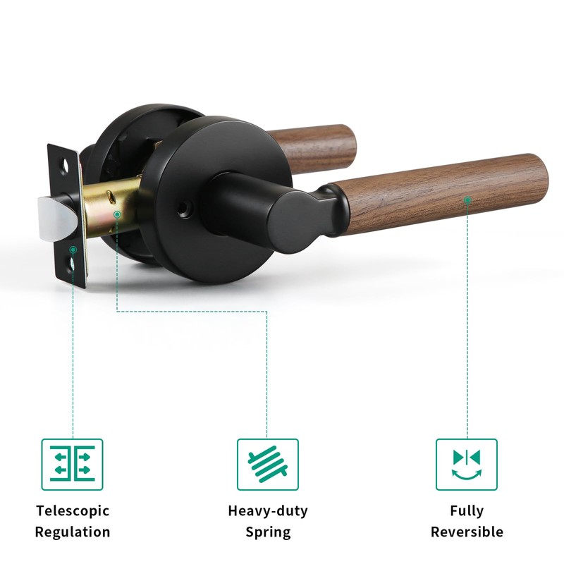 YAGU Wooden Round Passage Lever Door Handle Non-Locking Lever Set