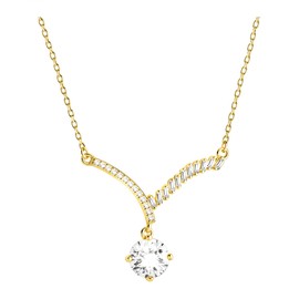 Sofia Milani - Women's Necklace 925 Silver with Zirconia Stones - Zirconia Pendant, Gold, Cubic Zirconia