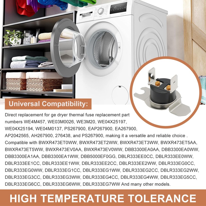 Powswopx WE4M137 Thermostat Hi-Limit for GE Dryer, Temperature Control up