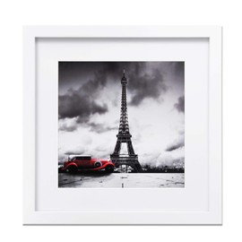 Egofine 11x11 Picture Frames White, Display Pictures 4x4/8x8 with Mat Made of Solid Wood for Table Top Display and Wall mounting Photo Frame White