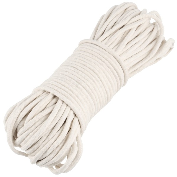 JOIKIT 1/4 Inch 164 Feet White Natural Cotton Rope, 6mm