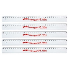 KUM AZ902.02.16-T - Ruler 30 cm Left Handed Clear Flexible Pack of 5 School Supplies