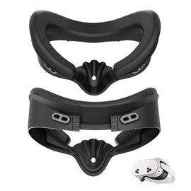 TRANSNOVO Face Cover Pad Facial Interface Compatible with Oculus/Meta Quest 3S Accessories, Sweat-Proof PU Foam Cushion with Nose Guard, No Light Leakage, 4 Ventilation Ports for Enhanced Airflow