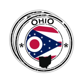 2 Pcs Ohio Sticker USA States Stickers | Weatherproof Vinyl Decals | Waterproof Stickers for Water Bottle, Laptop, Passport, Notebook, Scrapbook, and More | 3 Inch