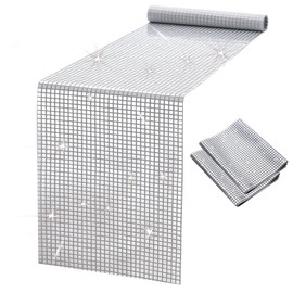 2 Stück Disco Tischläufer 30x180cm Party Pailletten Tischläufer Retro 70er 80er Disco Party Deko Geburtstag Tanzparty Hochzeit Tischdeko Silber