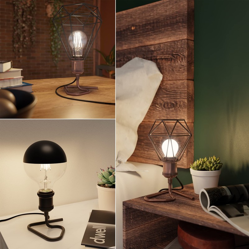 ledscom.de Retro Table Lamp, Switch, Black, 1x E27 Max. 60