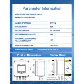 DIHOOL Solar Panel Disconnect Switch 2 String PV Disconnect 30 Amp DC Circuit Breaker Box 2 in 2 Out