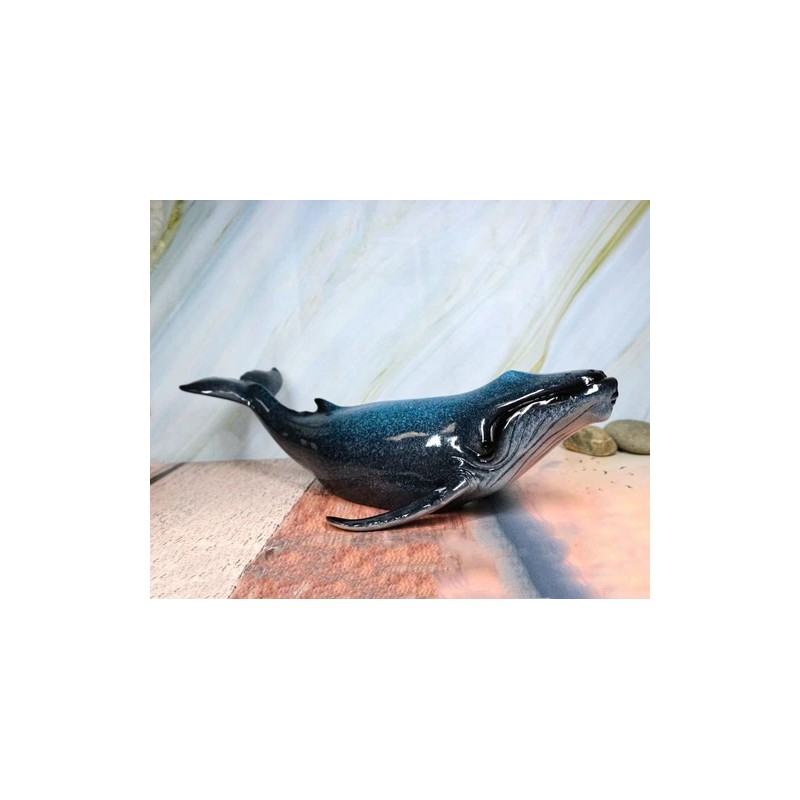 Large Nautical Ocean Marine Baleen Blue Humpback Whale Swimming Figurine