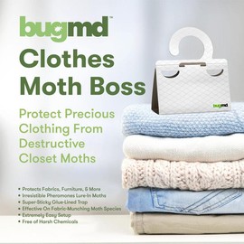BugMD Clothes Moth Boss Sticky Glue Bug Repellent Pheromone Attractor for Closets Wardrobes Cabinet Drawers, Moth Balls for Closet, Moth Traps with No Harsh Chemicals - Select Quantity: 5 Boxes - 30 Traps