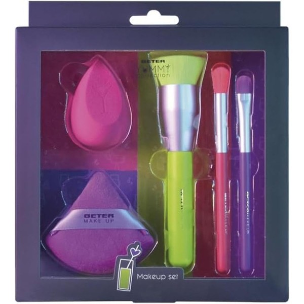 Beter - Make-up-Pinselset mit Quaste und Schwamm, 3 Pinsel +