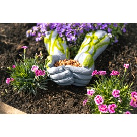 Garden Mile Novelty - Garden Ornaments Outdoor Animal Statue with Grass, Free Standing Hand Bird Feeder Figurine Garden Statue and Sculpture for Outdoor, Indoor, Garden, Patio, Lawn, Decor (HAND)