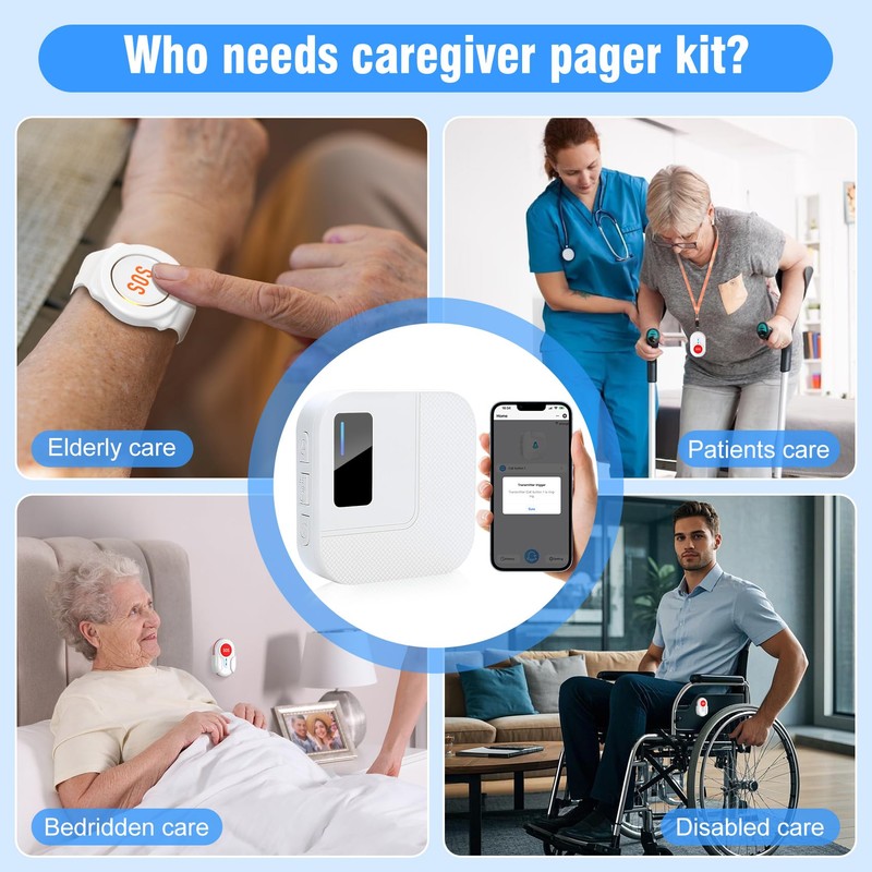DAYTECH Wireless Caregiver Pager Emergency Button for Seniors WiFi Smart
