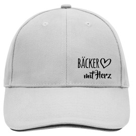 HUURAA Baker with Heart Unisex Cap Dark Grey/White with Motif for the Greatest People Gift Idea for Friends and Family, Dark grey/white
