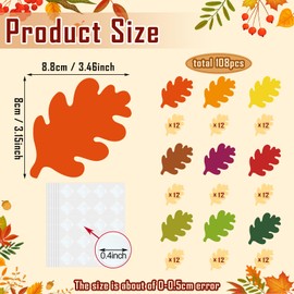 Geyee 108 Pcs Fall Leaf Cutouts for Bulletin Board Classroom Paper Leaf Cutouts Die Cuts Decoration for DIY Kids Projects Autumn Craft School Party Decor(Fall Leaves)
