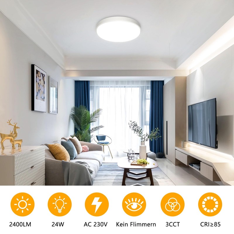 OOWOLF Metallic Ceiling Light LED Lamp - 2 Pack 24