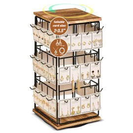 Sttokilly Rotating Earring Display Stand,48 Hooks Earring Holder Organizer, Jewelry Display for Vendors Selling Earring Cards,Bracelets,Necklaces,Keychains(Suitable Cards Size:2×3.5")