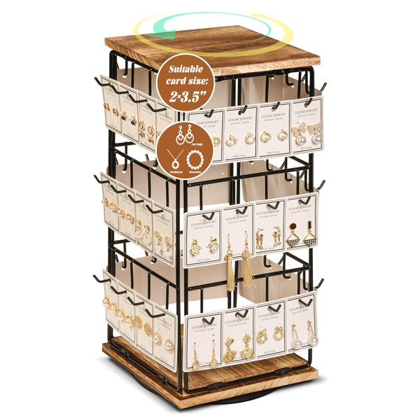 Sttokilly Rotating Earring Display Stand,48 Hooks Earring Holder Organizer, Jewelry