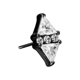PIERCINGLINE Titanium Attachment with Push Pin Crystal Diamond without Labret Stud Piercing Nose Ear Choice of Colours, Titanium