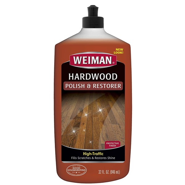 Weiman Wood Floor Polish and Restorer - 32 Ounce - High-Traffic Hardwood Floor, Natural Shine, Removes Scratches, Leaves Protective Layer, Packaging May Vary