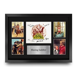 HWC Trading Blazing Saddles Gifts Printed Signed Autograph Presentation Display Montage for Movie Memorabilia Fans - A3 Framed