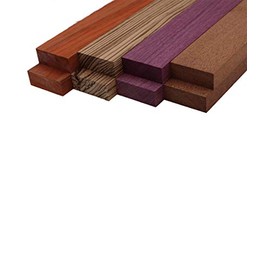 Barrington Hardwoods Imported Exotic Hardwood Variety Pack - Padauk, Zebrawood, Purpleheart, and Merbau (3/4" x 2" x 12" (8 Pieces))