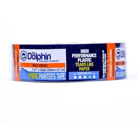Blue Dolphin Exterior Smooth Surface Hybrid Painter's Tape, 1.41 in. x 45 yds., Weatherproof Painter’s Tape, Ideal for Glass, Plastic, Vinyl & More, Tears Easy & Removes Clean