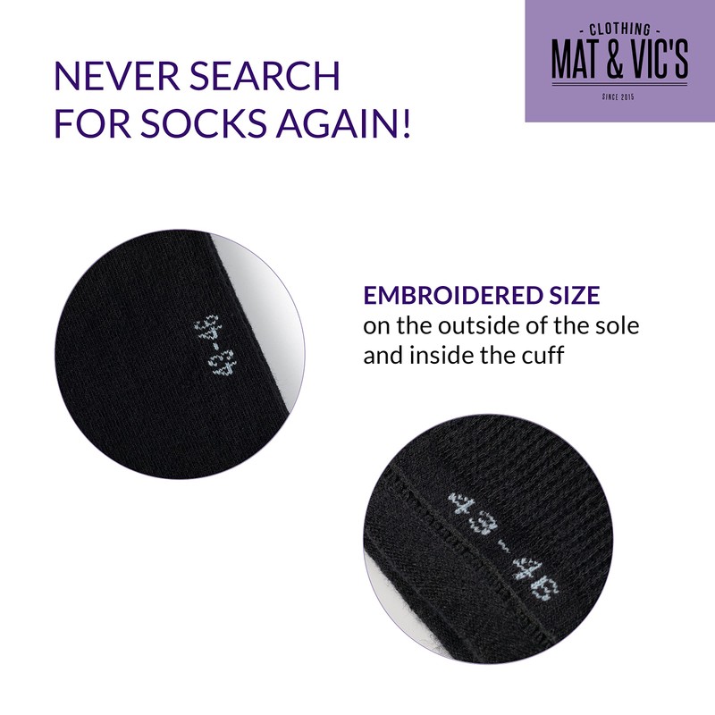 Mat and Vic's Mens Socks (5 Pair Pack) Cotton Classic