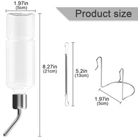 Tundwhite Pack of 2 350ml Rabbit Drinking Bottle with Spring Hook for Rodent Guinea Pig