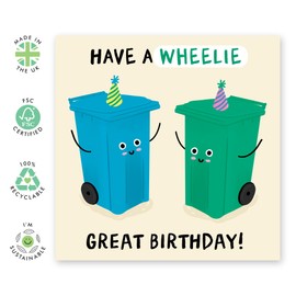 CENTRAL 23 Wheelie Bin Birthday Card – Humorous Pun Card for Him, Her, Friend, Colleagues, Coworkers, Coworker, Officemates, BFF, Neighbours, Women, Men, Family - Comes with Fun Stickers