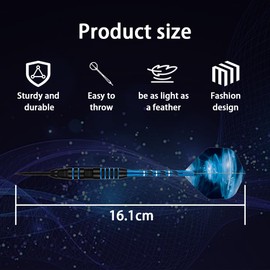 ZLFCypheria Set of 3 Darts with Metal Tip, Professional Steel Darts with Metal Tip, Steel Darts Set, with 3 Flights, 3 Aluminium Shaft, 12 Anti-Loose Rubber Rings, 1 Dart Case (Blue)