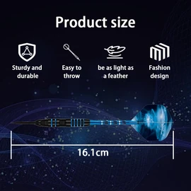 ZLFCypheria Set of 3 Darts with Metal Tip, Professional Steel Darts with Metal Tip, Steel Darts Set, with 3 Flights, 3 Aluminium Shaft, 12 Anti-Loose Rubber Rings, 1 Dart Case (Blue)