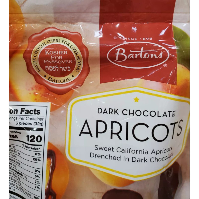 Bartons Barton’s Dark Chocolate Apricots 1 Lb 4 Ounce KOSHER