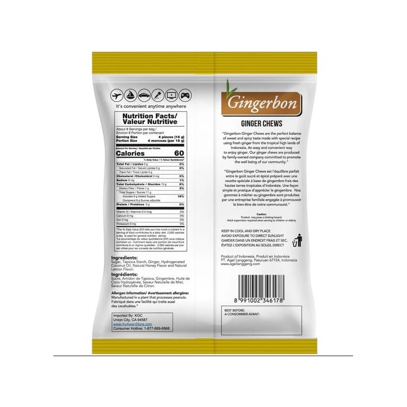 MarcoPolo Gingerbons Ginger Chews - Honey Lemon Flavor