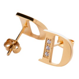 LuckyLy Aretes Mujer Oro 18k de Iniciales Letras con Zirconia Cúbica, Base de Acero Inoxidable – Joyería y Accesorios ideales como Regalos para Mujer Originales Cumpleaños, Modelo Tina