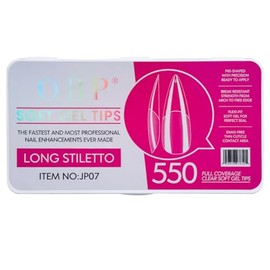 OBP Soft Gel Tips Para Uñas 550 Piezas Extensión de Uñas Diferentes Modelos y Tamaños Uñas Postizas (LONG STILETTO-JP07)
