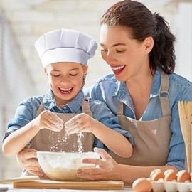 Chef Hats, 3 PCS Adjustable Kitchen Cooking Caps Breathable Mesh Top Skull Cap for Kids Kitchen Restaurant Parties White