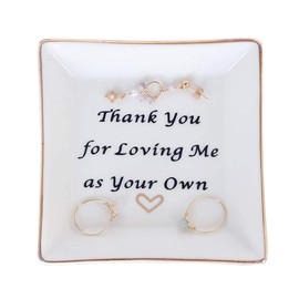 Gift for Mom Ring Dish Square Trinket Tray - Thank You for Loving Me as Your Own - Mother in Law Gift, Mother's Day Gift, Perfect Present for Mothers Stepmother Gifts