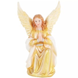 Set De 2 Angeles Custodios 10" Vestido Dorado Guardian Angel  Resin Figures
