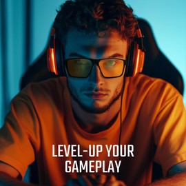Gaming Glasses • Blue Light Blocking Computer Screen Glasses | Anti Fatigue & Eyestrain | ONE Amber