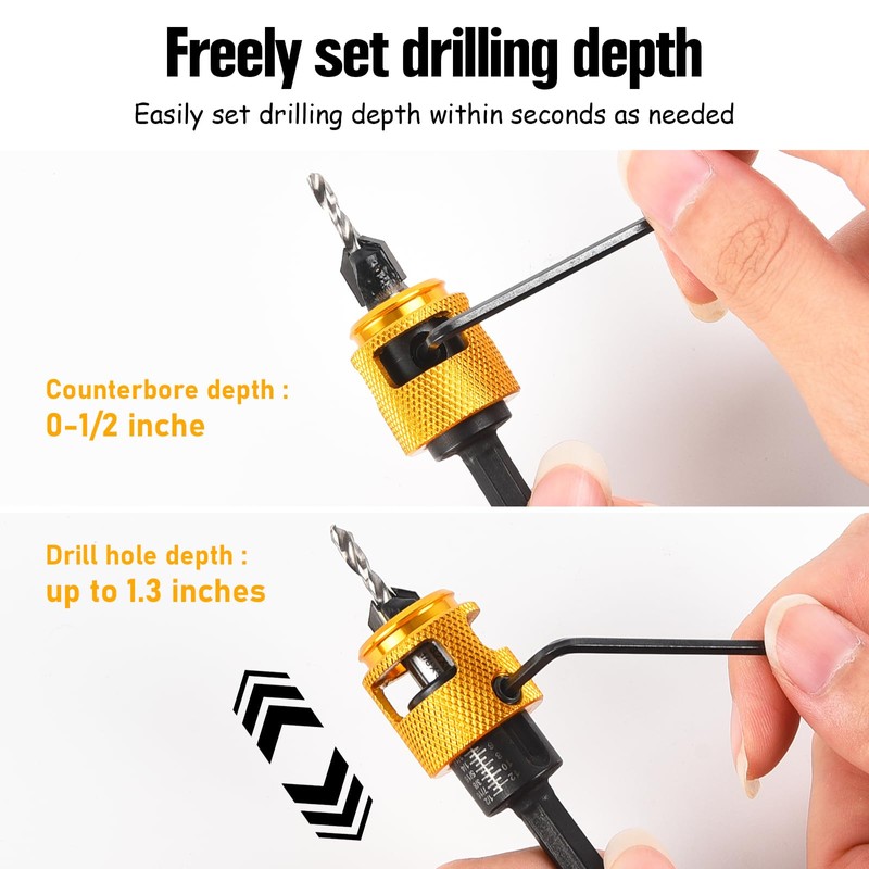 Countersink Drill Bit Set for Wood, 7Pcs Counter Sink Drill