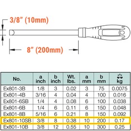 CS Unitec Screwdriver Flat Head Non-Sparking, Non-Magnetic, Corrosion Resistant 3/8"" x 8"" TUV Certified EX801-10SB"