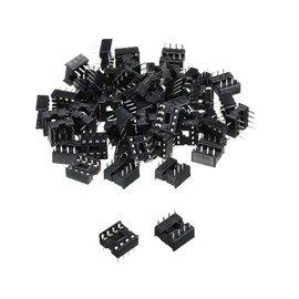 uxcell DIP IC Chip Socket Adapter Flat Pin for PCB Board Chip 8P 2.54mm Pitch IC Sockets 50pcs