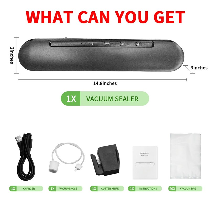 Portable Cordless Vacuum Sealer Compact Food Vacuum Sealer with 20