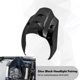 HDBUBALUS Gloss Black Front Headlight Fairing Cover For Harley Softail Breakout FXBR 18-24