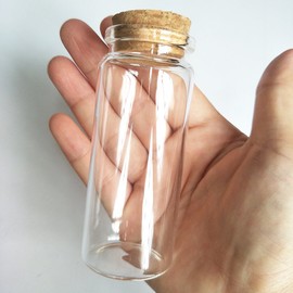 Luo House 6pcs 65ml Small Mini Glass bottles Vials Jars Glass with Cork Stoppers DIY Decoration 65ml 37x90mm(1.18x3.54inch)