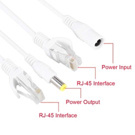 10 pares IP Cámaras POE RJ45 Cable a Prueba de Rayos, Antiestático de Alimentación Adaptador de Ethernet Inyector + Divisor DC 12 V, Plug and play