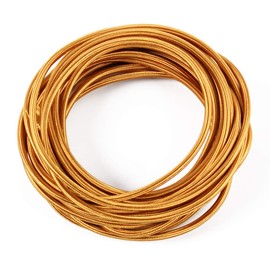 32.8ft Fabric Cloth Covered Round Wire,PRUNLLA Vintage 18/2 Industrial Electrical Lamp Cord, 18-Gauge Antique Style for Retro Lamp, DIY Projects (Brass)