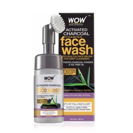 WOW Skin Science Activated Charcoal Face Wash With Built-In Face Brush For Removing Impurities - Detox, Cleanse, Purify - (100 ml)
